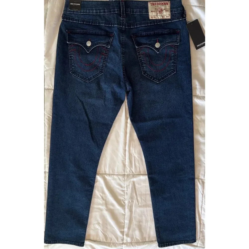NWT True Religion Geno SN Slim Jeans 36x32 Dark Shivering Wash Denim 5 Pocket